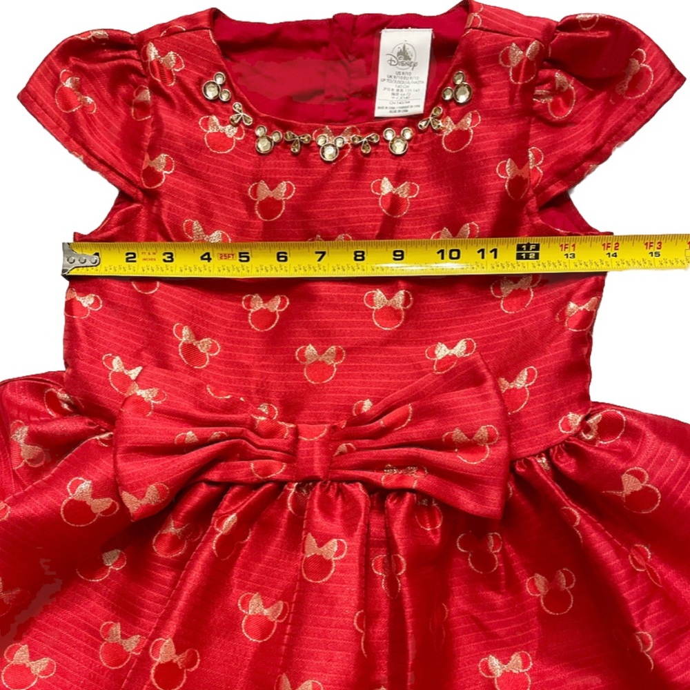 Disney Minnie Mouse Party Dress Girls Size 9/10 140 cm Red Holiday - Picture 6 of 9